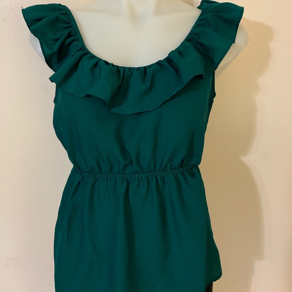 21 Green Ruffle Blouse Sz Small